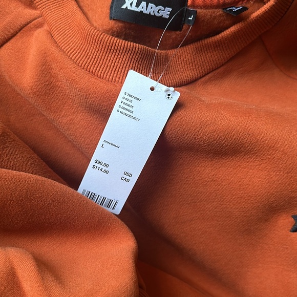 NWT! XLARGE Raglan Crew Neck Sweatshirt Large Brown/ Orange - Picture 8 of 9